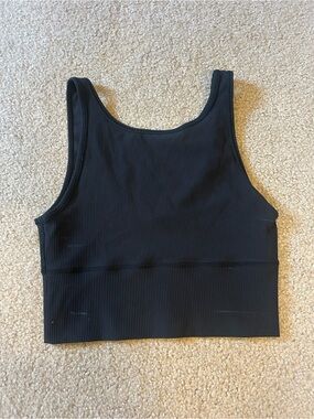 Lululemon Black Ribbed Scoop-Neck Crop Tank Top